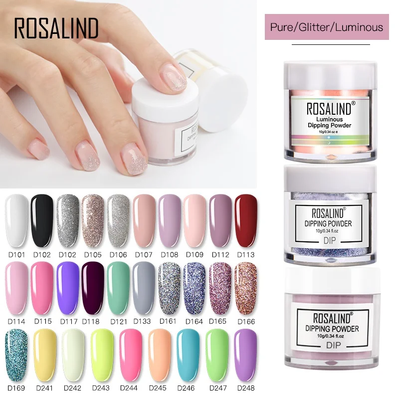 Rosalind Pure Color Infiltrating Dipping Powder Kit Nails Extend Art Decoration Carving For Maniacure Acrylic Crystal Powder
