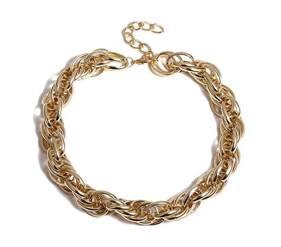 Большая толстая Золотая цепочка-чокер в стиле панк из тяжелого металла Женское