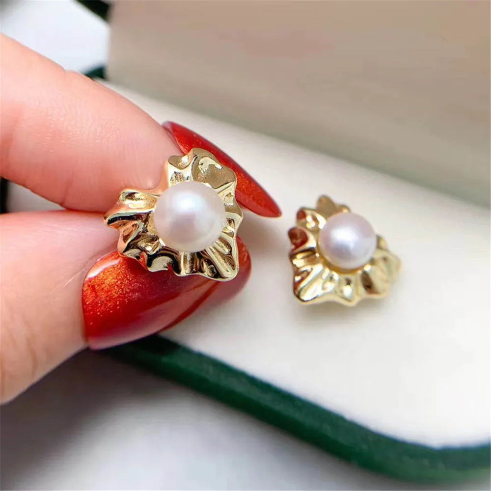 

Real Solid 925 Sterling Silver Pearl Stud Earrings Accessories Findings DIY Jewelry Ear Hook Blank Empty Support