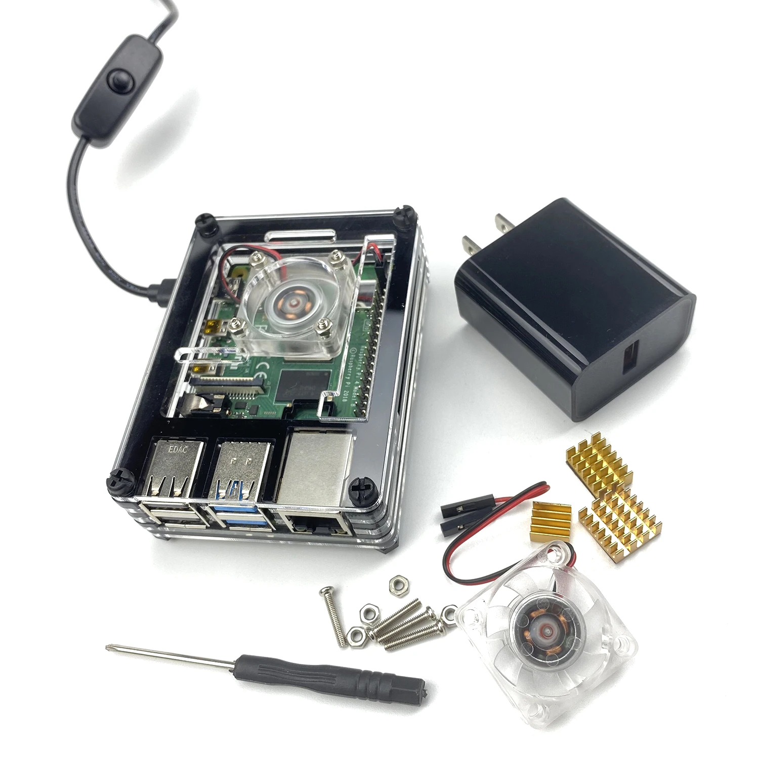 Чехол для телефона S ROBOT Raspberry Pi 4 с радиатором охлаждающим вентилятором usb кабелем