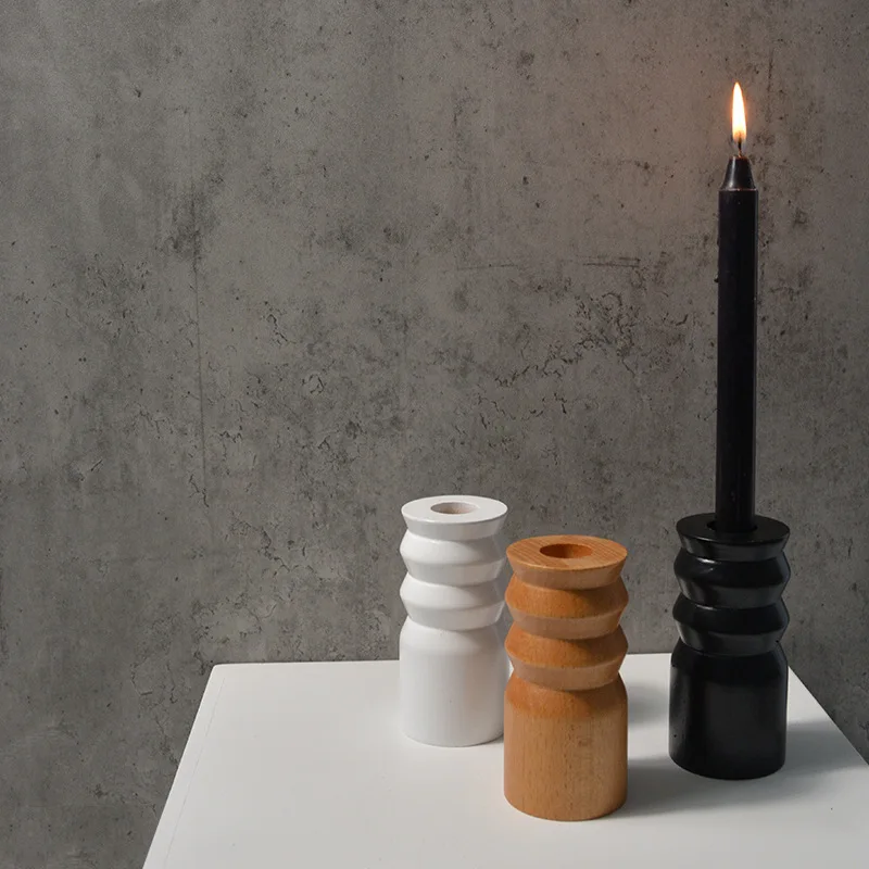 

1pcs Beech Wood Candle Holders Retro Candlestick for Christmas Wedding Party Festival Home Dinner Table Decoration Candelabra