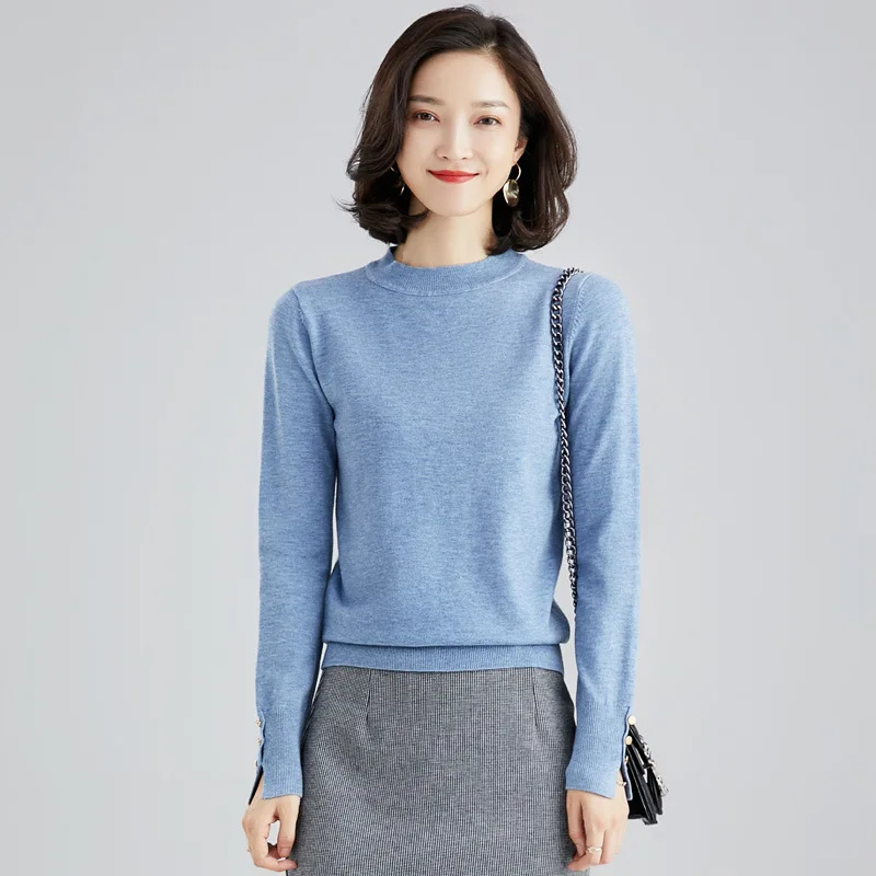 

Knitted Pullover Wool Sweater Women New Fashion Solid O-Neck Pullovers Jumper Knitted Sweaters Loose Pull Femme Ladies