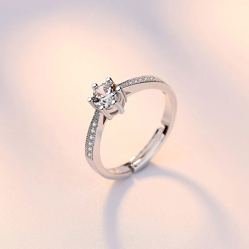 

925 Sterling Silver Rings High Quality Jewelry Fashion Woman Open Ring Retro Size Adjustable Cubic Zirconia Silver Rings New Hot