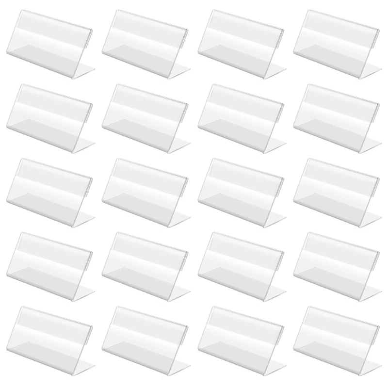 

K92C 20 Pcs Clear Acrylic Sign Holder 7x4cm Clear Acrylic Label Stand for Shops Store