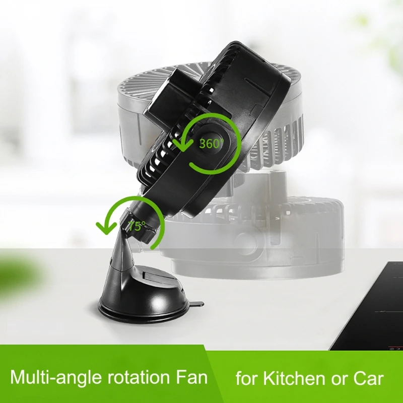 

USB Rechargeable 2200mAh Battery Operated Suction Cup 3 Speeds Outdoor Car Home Office Kitchen Fan Strong Wind USB Fan