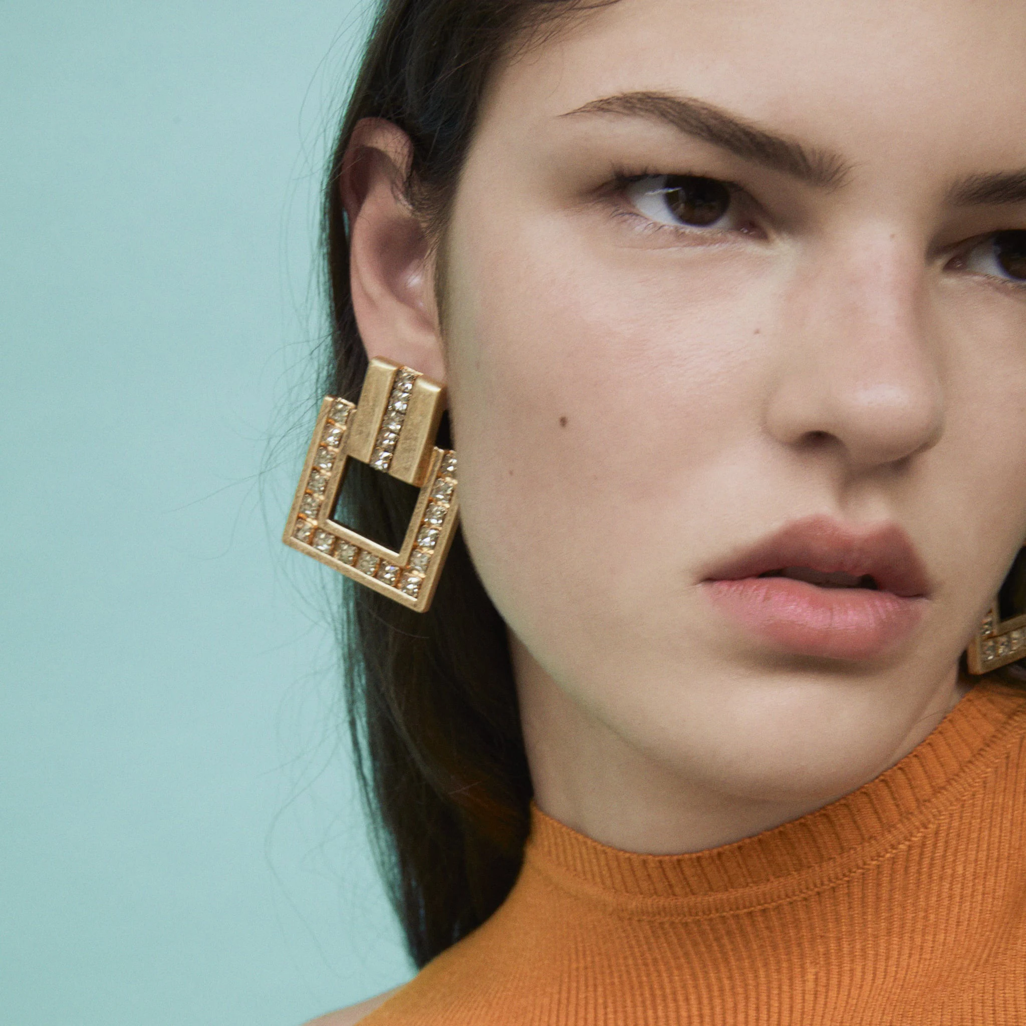 

Girlgo 2020 New Punk Style ZA Square Dangle Earrings Large Gold Silver Color Metal Statement Earrings For Women Fashion Jewelry