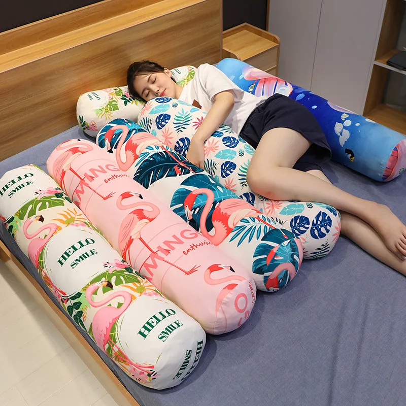 

Lovely INS Plush Long Sleeping Pillows Stuffed Cartoon Flamingo Animals Plush Toy Doll for Kids Girls Bed Sofa Decoration Gift