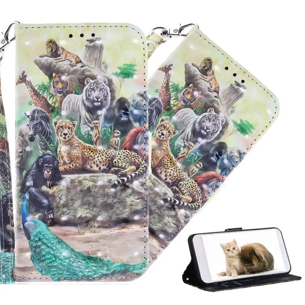 Zoo 3D(полиуретан) с откидной крышкой для samsung Galaxy A70 A50 A30 A20 A10 A40 A60 A80 A20E чехол с мультипликационным принтом из искусственной кожи чехол для samsung A50s A30S - Цвет: Zoo
