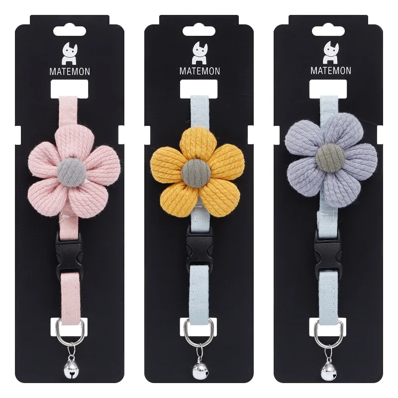 Ошейники для домашних животных ожерелье кошек милый 3D цветок колокольчик