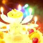 Музыкальные свечи для торта на день рождения, двойные цветы, торт на день рождения, плоские вращающиеся электронные рождественские праздничные декоративные