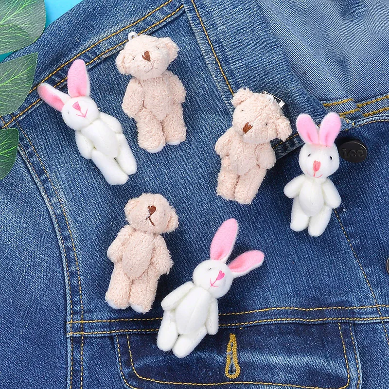 Мини милый мультяшный Мишка кролик брошь игрушки животное Шипованная игрушка