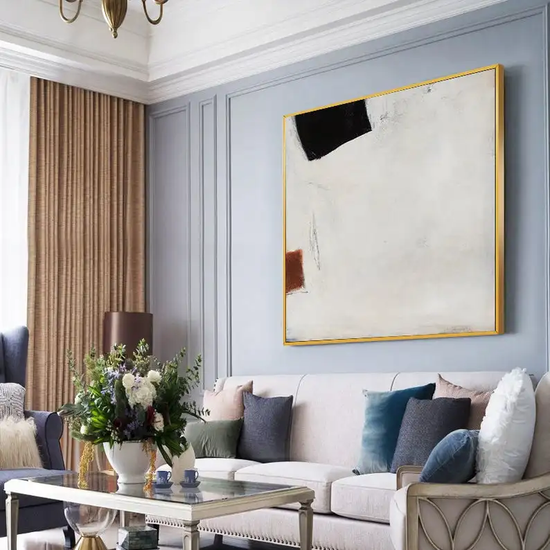 

Большая Абстрактная живопись на холсте, бежевая абстрактная живопись, абстрактная живопись на холсте, Скандинавская абстрактная живопись ...