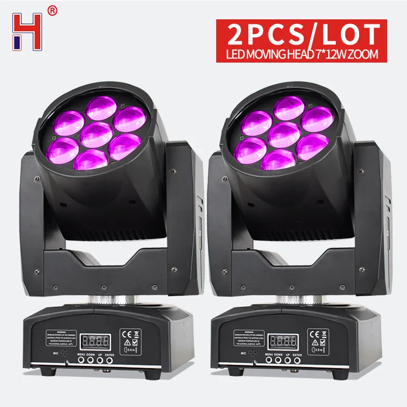 

2pcs Mini Moving Head LED RGBW 4in1 7X12W Wash Zoom Light DMX512 Stage Lighting For Nightclub KTV Bar Party DJ Disco