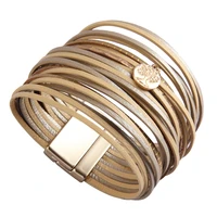 multi layered bracelet magnetic womens wrist bracelets tree of life pendant striped leather bracelet jewelry for women