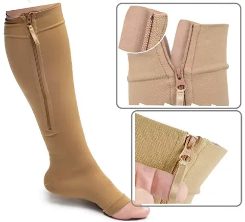 Women Zipper Compression Socks Prevent Varicose Veins Socks Slim Burn Fat Functional Sleeping Beauty Leg Shapper Socks