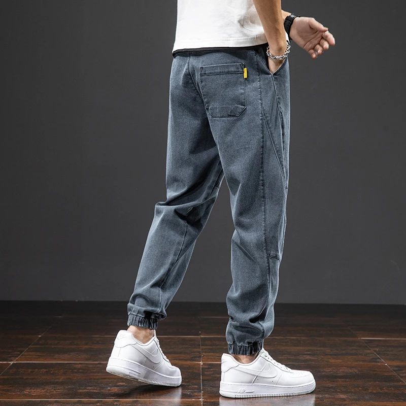 

2021 New Summer Solid Cotton Casual Baggy Jeans Men Denim Joggers Streetwear Harem Jeans Trousers Big Size 6XL 7XL 8XL
