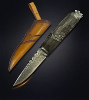 damascus straight knife japanese vg10 steel hunting knife outdoor camping survival knife tactical knife edc utility tool for men
