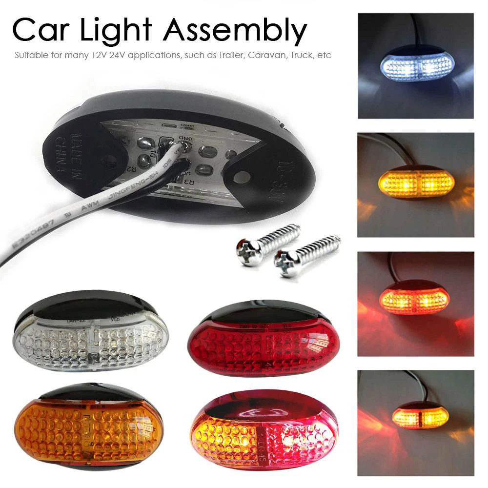 Castaleca 4 Pcs LED Side Lights Car Truck External Indicator Warning Fog Lamp Trailer Rear Reverse Light DC 12V 24V Waterproof | Автомобили