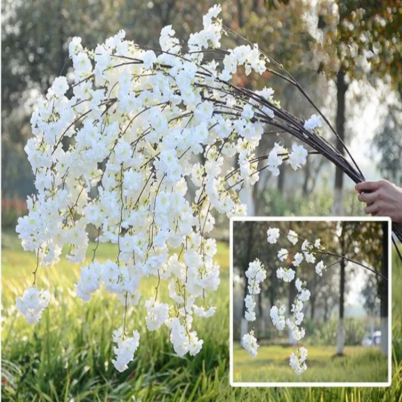 

Four Branches Each Bouquet Simulation Cherry Blossom 135cm Long Wedding Arch Decorative Flower Home Living Room Decor