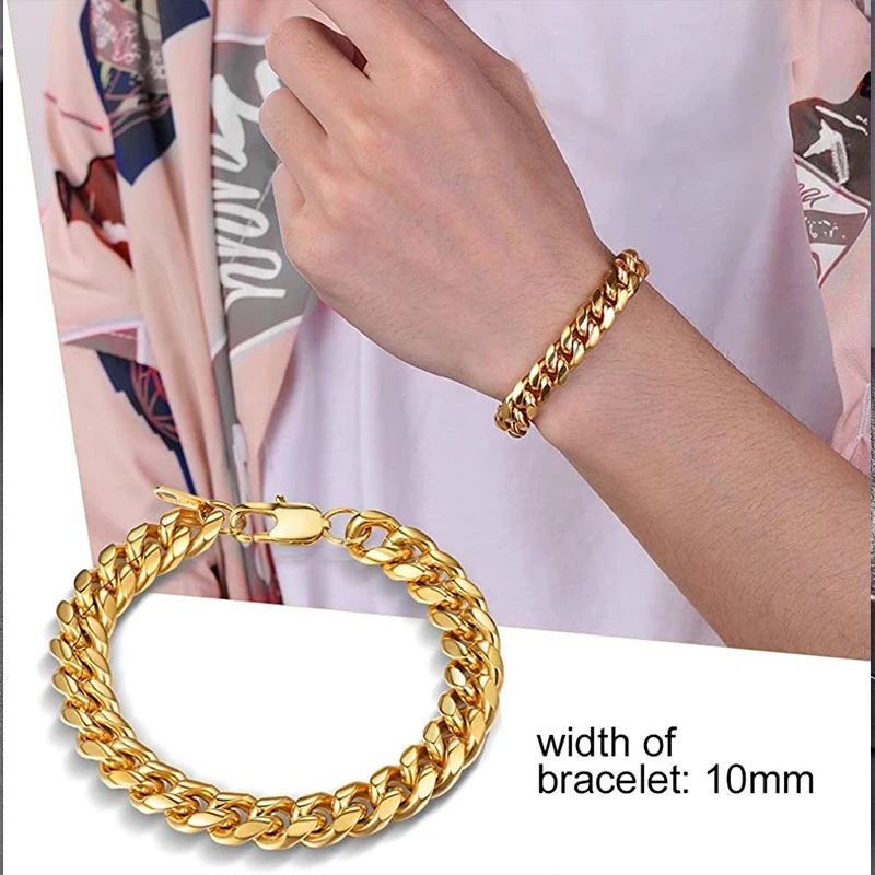 bracelet men Chain on hand cuban link Steel mens braclet wide stainless steel male accessories man bracelets Rock | Украшения и