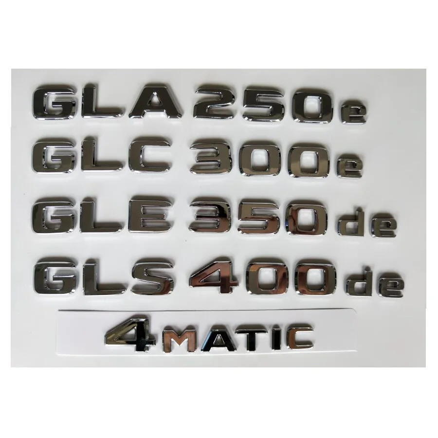 

Хромированные буквы эмблемы для Mercedes Benz GLA250e GLB220d GLB250d GLC300e GLC350e GLE350e GLE350de AMG GLS350e GLS400de 4matic