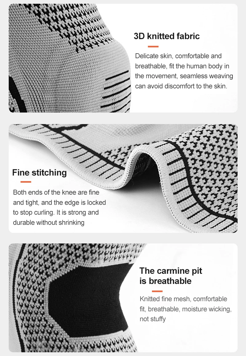 

New Outdoor Compression Sports Silicone Spring Breathable Knee Pads Support Brace Running Fitness Hiking Cycling Knee Protector