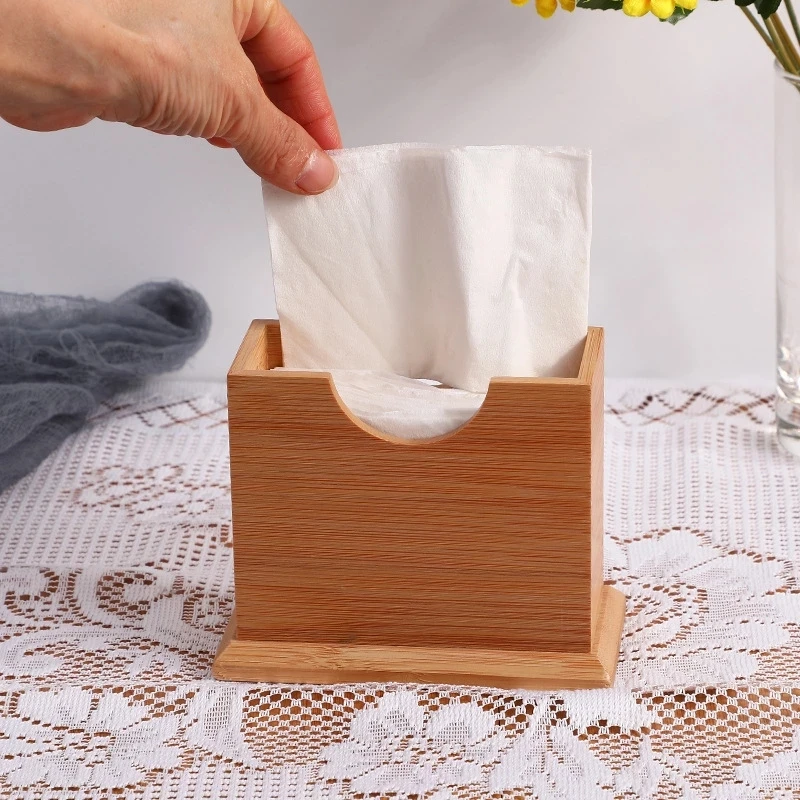 

Bamboo Napkin Tissue Box Wooden Living Room Tea Table Paper Box Creative Solid Wood Storage Box