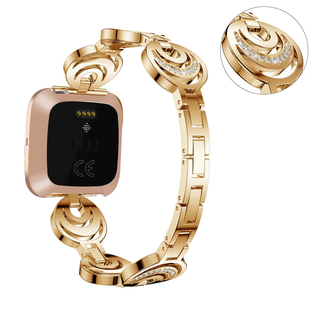 Модный металлический ремешок для часов в форме полумесяца на запястье Fitbit Versa 2