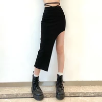 summer women asymmetric y2k sexy lace up skirts korean dark skirts all match vintage harajuku solid color high waist skirt indie