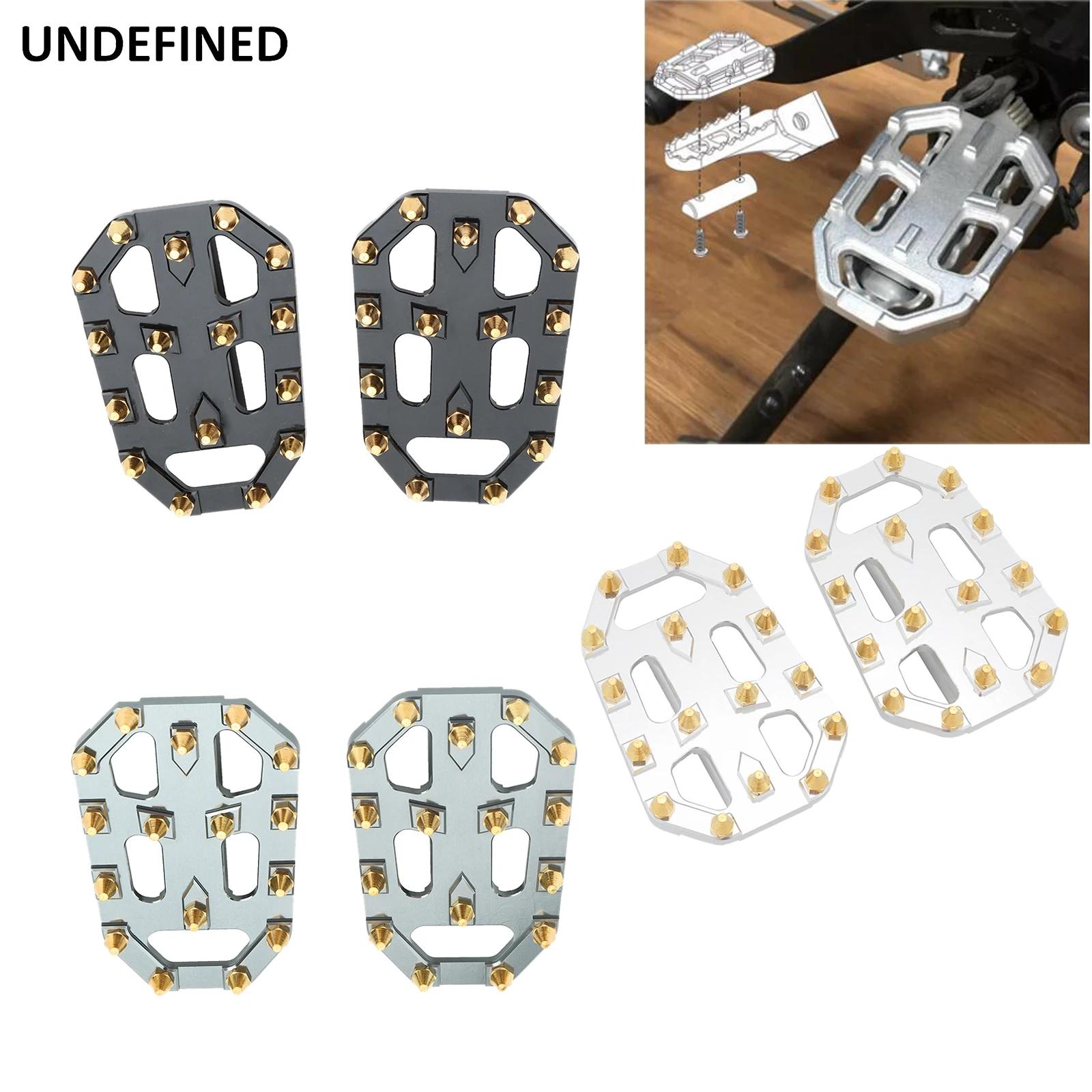 

Gold Wide Foot Pegs Motorcycle Pedals Rest Footpegs Aluminum for BMW G310GS F750GS F850GS R1200GS R Nine T Scrambler Urban GS