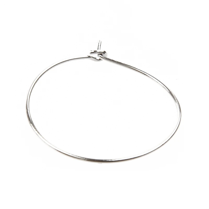 

100 Silver Plated Wine Glass Charm Rings Earring Hoops 29x25mm