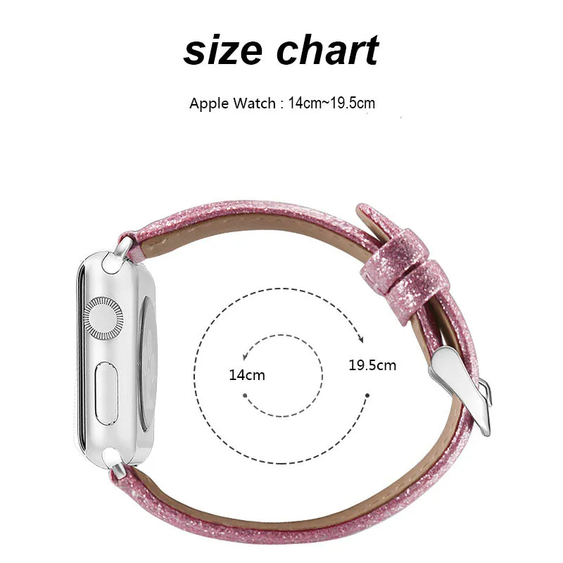 Apple Watch с блестящими пайетками Мощность из искусственной кожи роскошный