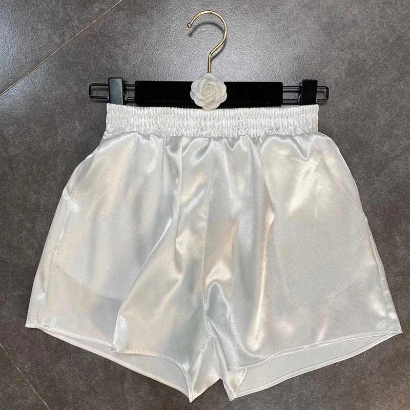 

SISPELL Patchwork Letter Shorts For Female High Waist Slimming Pearl Color High Waist Slimming Woemn's Short Fashion Streetwear