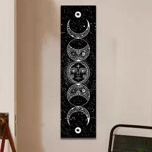 Moon phase Tapestry Stars Space Psychedelic Black And White Wall Hangings Moon phase Throw Blanket Home Decor Wall Hanging