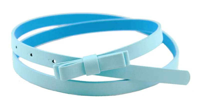 

Hot Fashion Candy Color bow Thin Women pu casual Leather Belt brand Waistband Female Straps Ladies Cummerbund for Girl