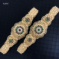 morocco trendy rhinestone flower waist chains plating gold arabic women chic body jewelry luxury bridal dress accessories