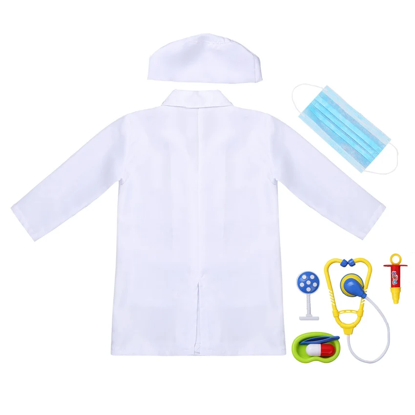 100 160 см детская Униформа доктора медсестры Косплей для мальчиков девочек