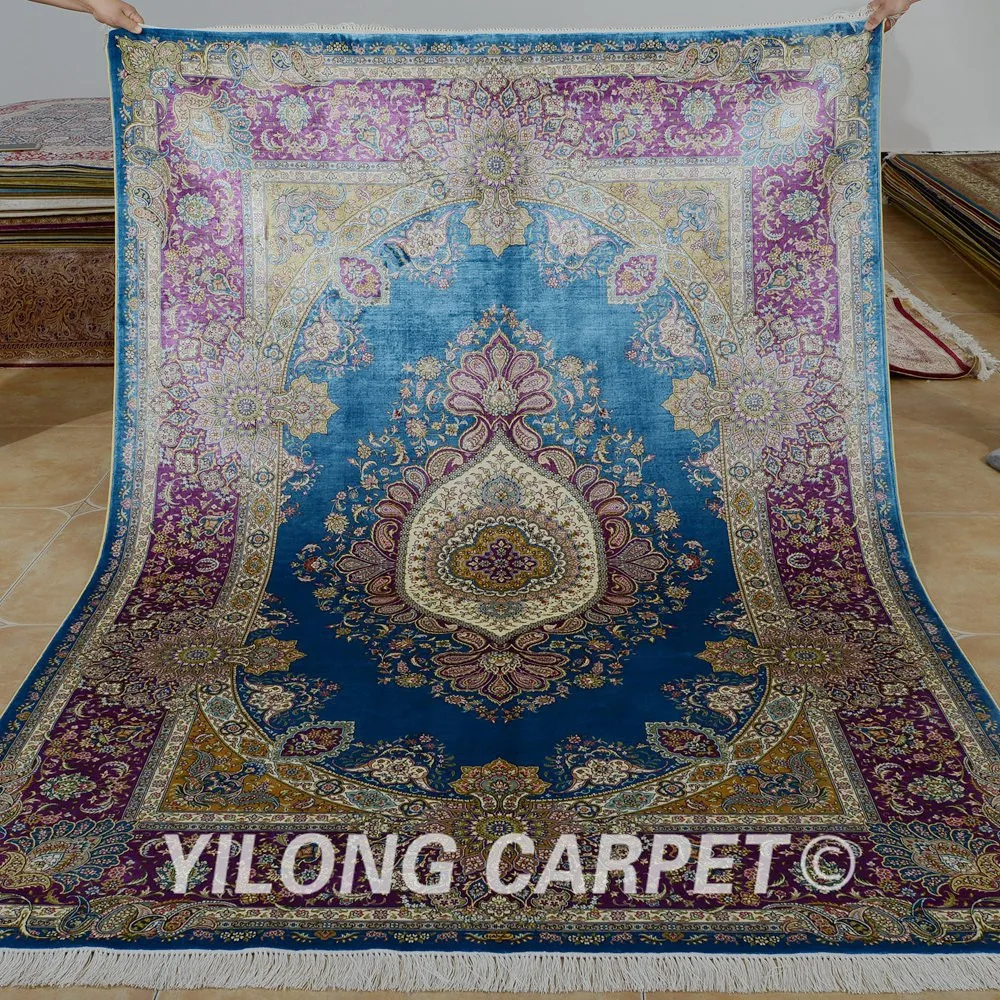 

Yilong 5,5 "x 8' ковер ручной работы прямоугольник синий персидский иранские ковры «Исфахан» на продажу (YL0229)