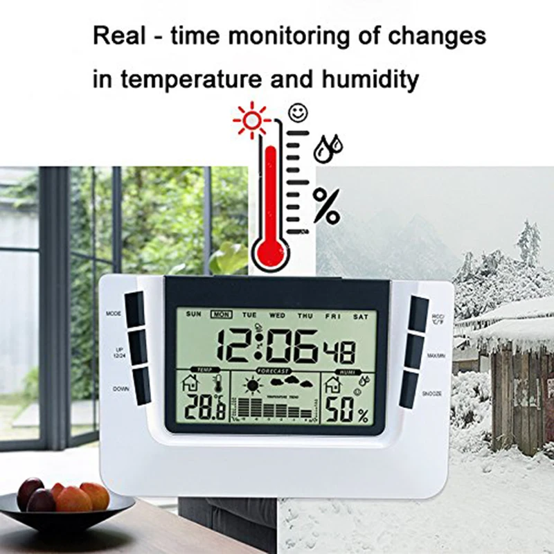 Светодиодный цифровой будильник отображает Погодный термометр с погодным