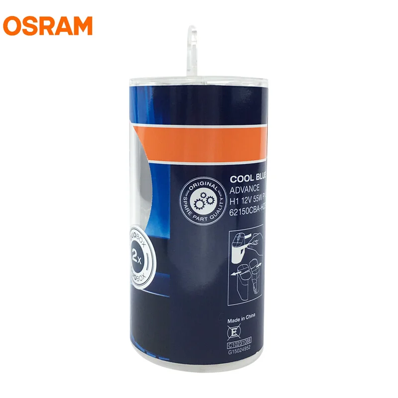 

OSRAM Cool Blue Advance H1 12V 55W 62150CBA 5000K Car Halogen Headlight Bulbs Fog Lamp +50% Brighten White Light