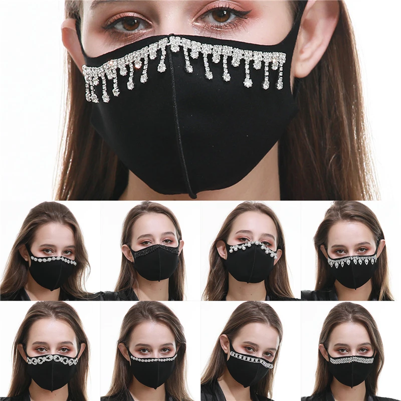 Women New Fashion Rhinestone Face Mask Ear Loop Breathable Mouth Outdoor Dustproof Washable Reusable | Аксессуары для одежды