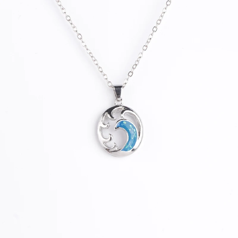 

Elegant Female Simple Round Jewelry Fashion Blue Zinc Alloy Moon Pendant Necklace Women Banquet Party Valentine's Day Present