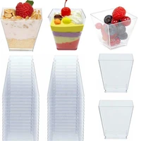 plastic disposable clear dessert shot glasses cups square bowl circle wave cups 50pcs