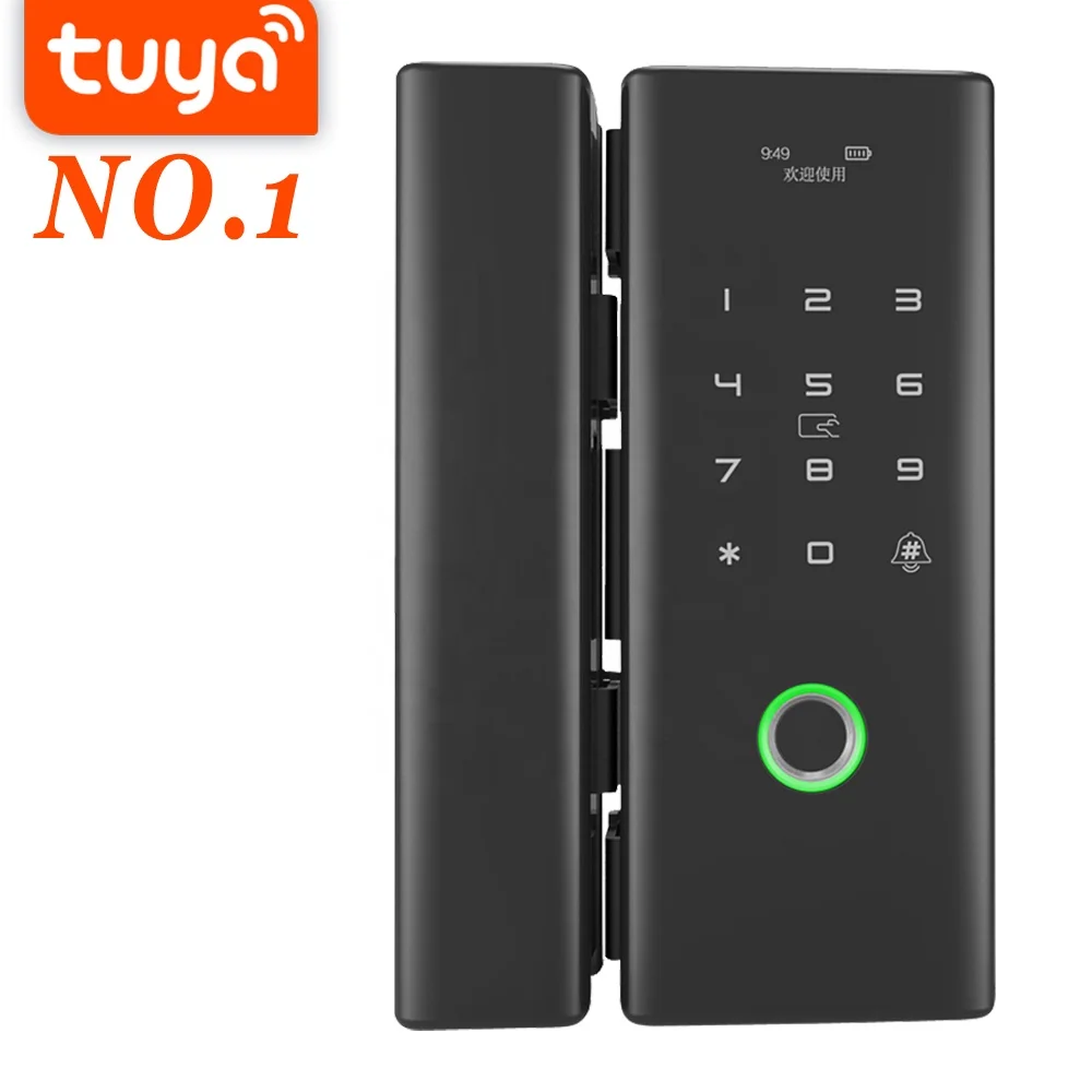 

Black tuya app smart digital biometric fingerprint glass door lock
