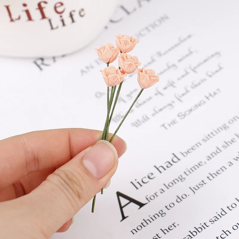 5 шт./лот 1:12 миниатюрный кукольный домик имитация растений розы модель мебель