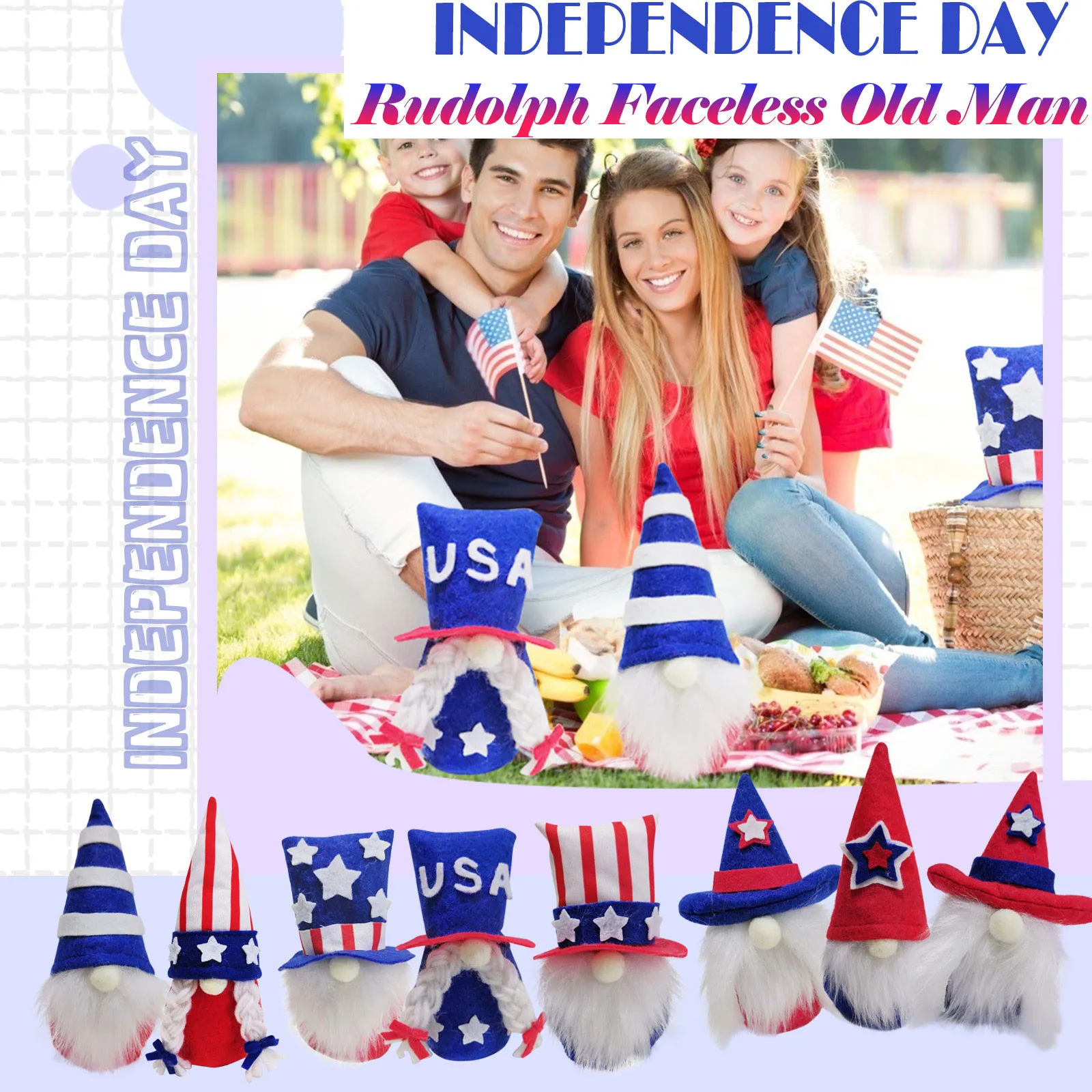 

Кукла День Независимости, патриотический гном, плюшевое украшение на ночь, украшение для гостиной, настольное украшение, подарки для детей