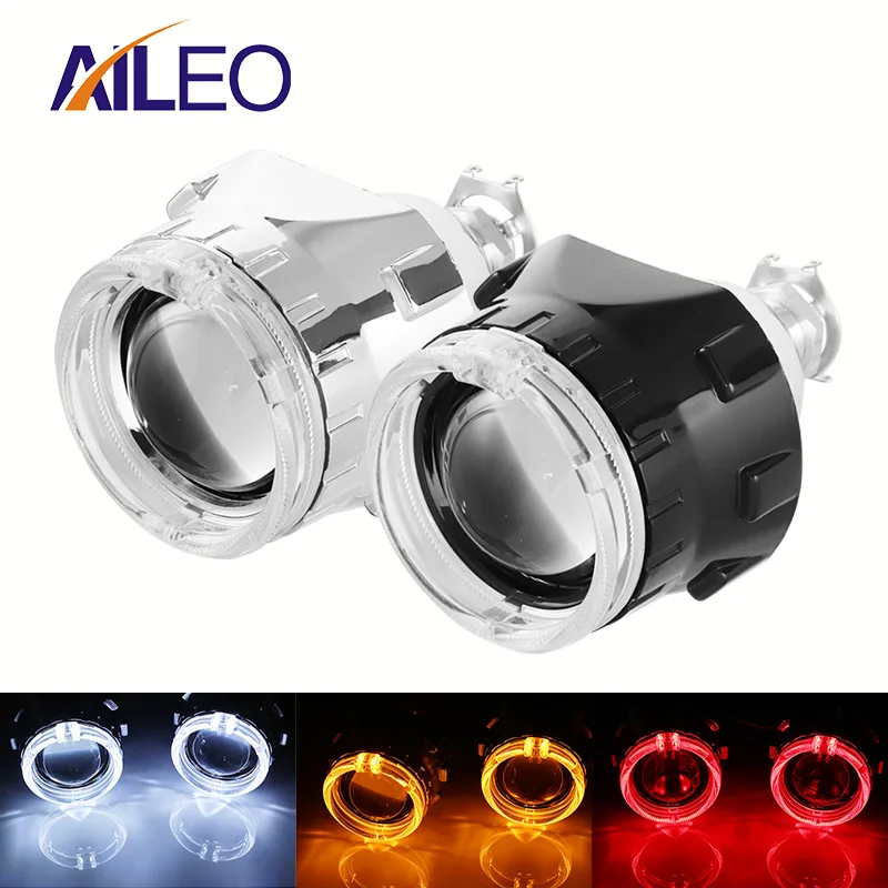 Фото Биксеноновые светодиодные линзы проектора AILEO, 2x2,5 дюйма, дневные ходовые огни, H4, H7, H11, для модернизации автомобиля №1