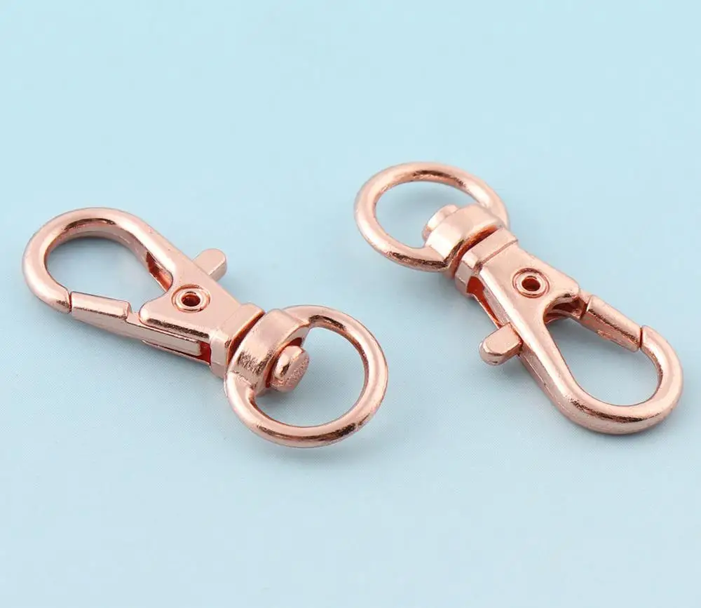 Зажимы для шнура металлические поворотные застежки-карабины под розовое золото
