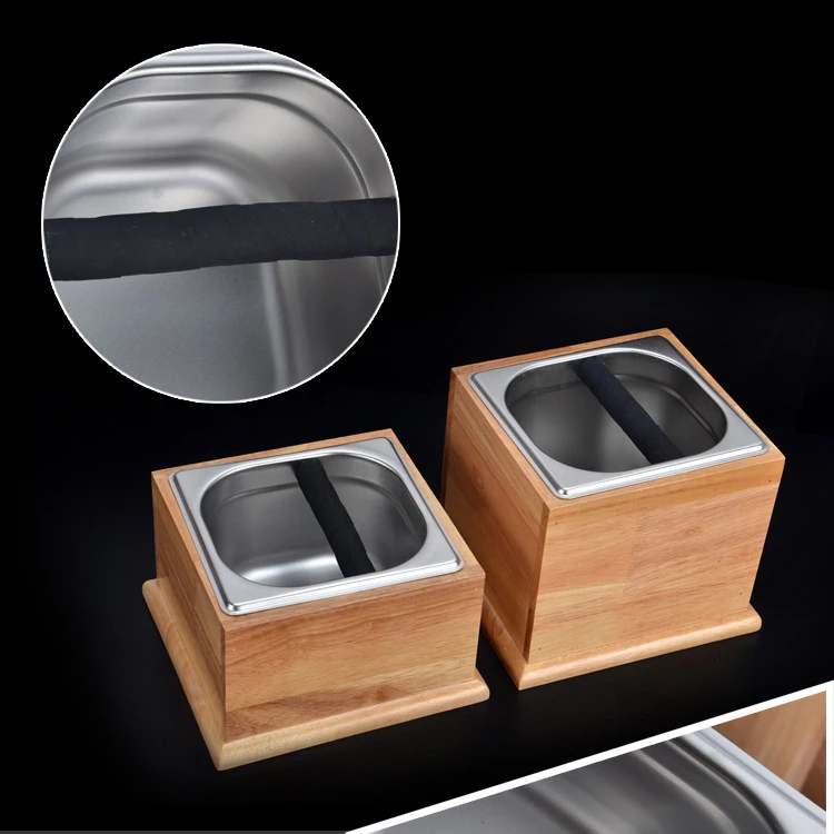Деревянная коробка из нержавеющей стали для темпера кофе с глубоким изгибом