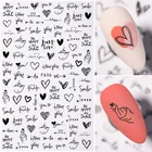 3d-наклейка для ногтей с сердцем и листьями 2021, черная и белая переводная наклейка для ногтей, самоклеящаяся наклейка с изображением сексуальной девушки, абстрактного слайдера